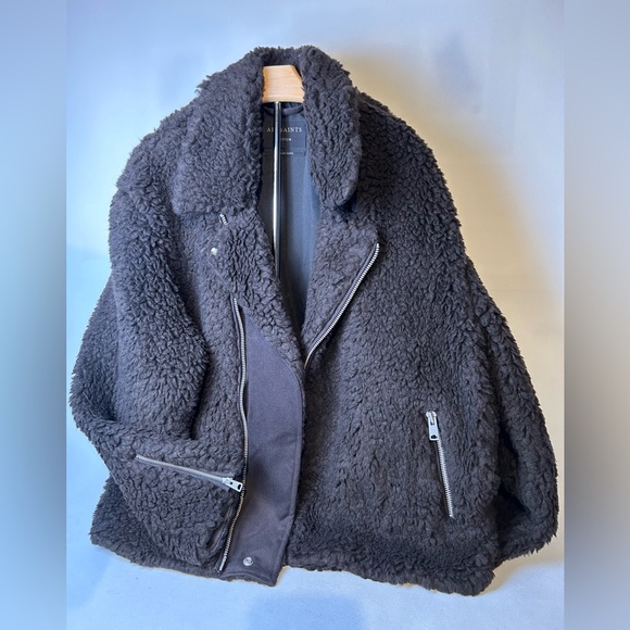 ALLSAINTS Men’s Faux Fur Kentaro biker Coat - Picture 3 of 8